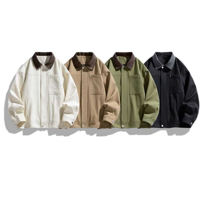 Men Jackets Mens Lapel Collar Bomber Jacket With Pockets ONFYMS250806H8J9-KHK-S 86 $ Coats Onetify Stew's Incense