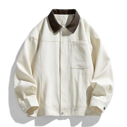 Men Jackets Mens Lapel Collar Bomber Jacket With Pockets ONFYMS250806H8J9-KHK-S 86 $ Coats Onetify Stew's Incense