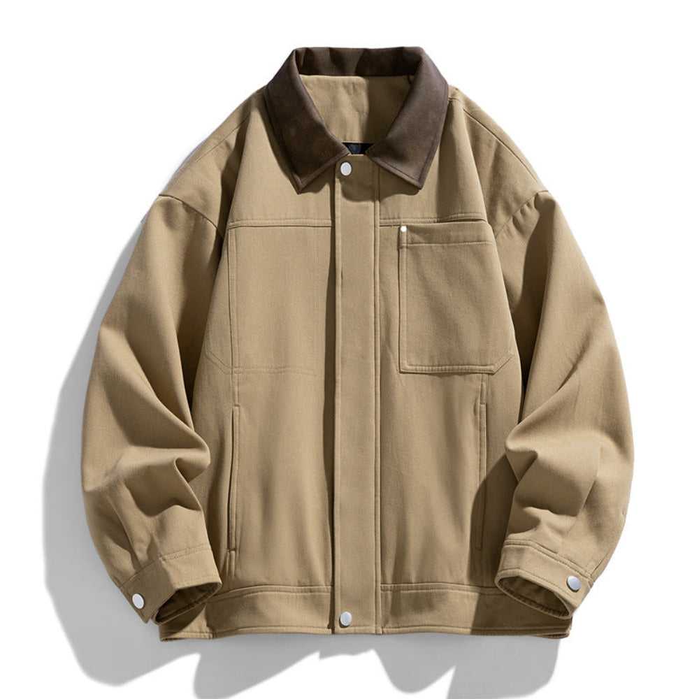 Men Jackets Mens Lapel Collar Bomber Jacket With Pockets ONFYMS250806H8J9-KHK-S 86 $ Coats Onetify Stew's Incense