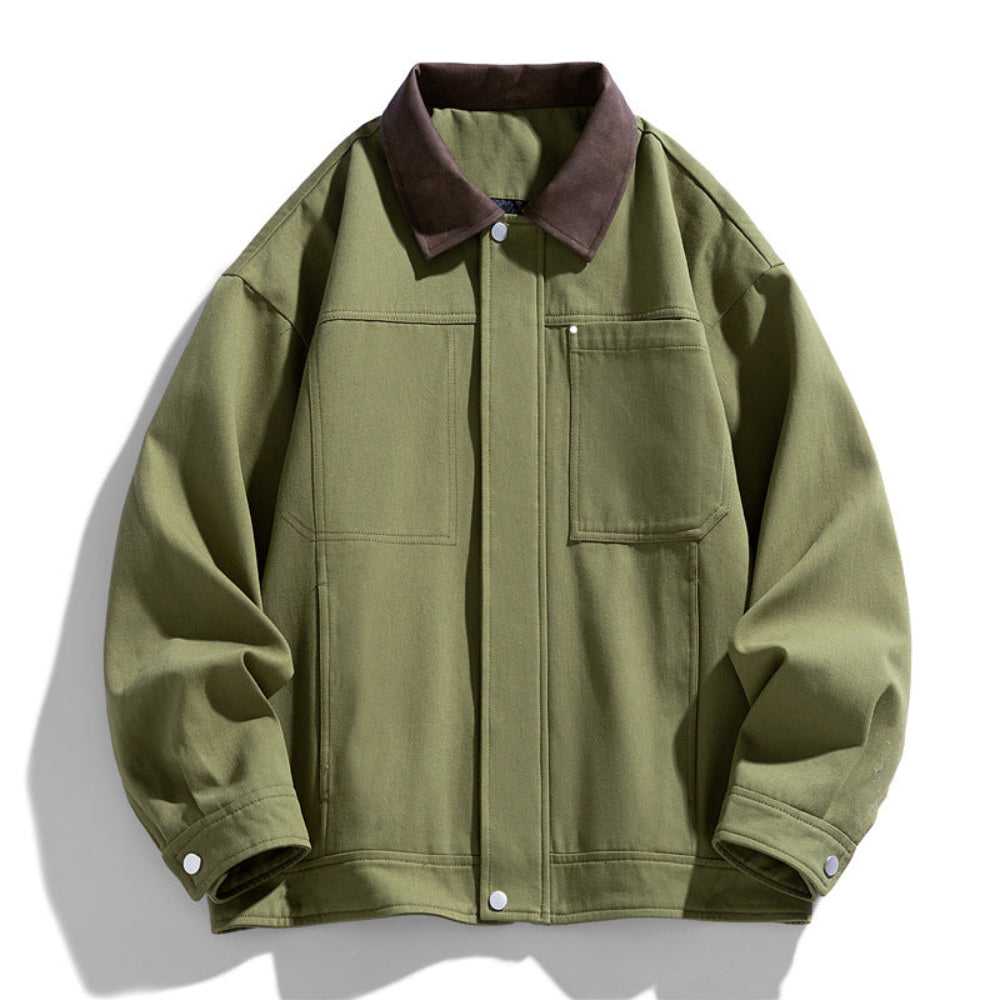 Men Jackets Mens Lapel Collar Bomber Jacket With Pockets ONFYMS250806H8J9-KHK-S 86 $ Coats Onetify Stew's Incense