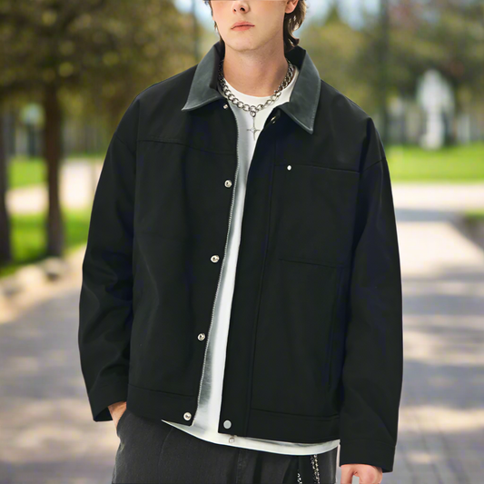 Men Jackets Mens Lapel Collar Bomber Jacket With Pockets ONFYMS250806H8J9-KHK-S 86 $ Coats Onetify Stew's Incense