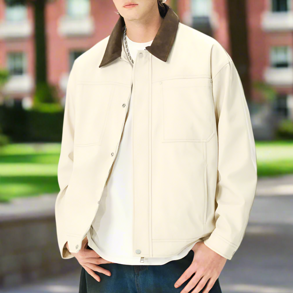 Men Jackets Mens Lapel Collar Bomber Jacket With Pockets ONFYMS250806H8J9-KHK-S 86 $ Coats Onetify Stew's Incense
