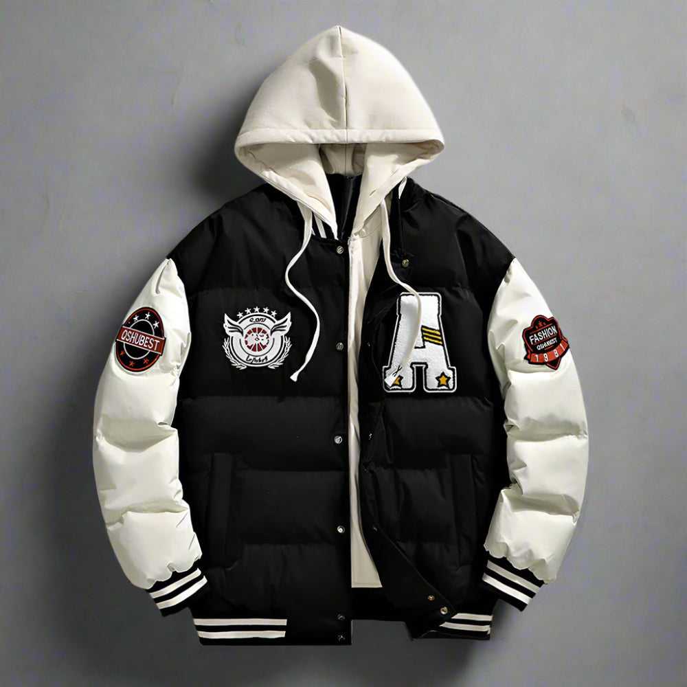 Men Jackets Mens layered Look Hooded baseball Jacket ONFYMS250806R7S8-RED-S 99 $ Coats Onetify Stew's Incense