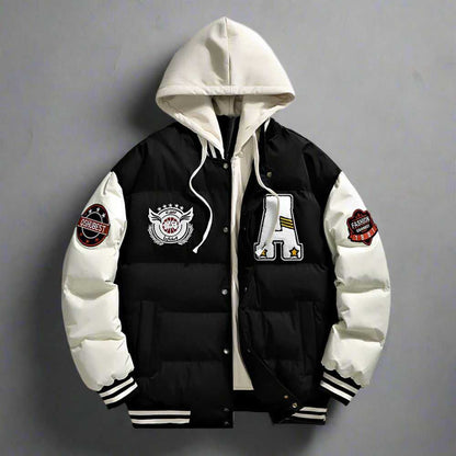 Men Jackets Mens layered Look Hooded baseball Jacket ONFYMS250806R7S8-RED-S 99 $ Coats Onetify Stew's Incense