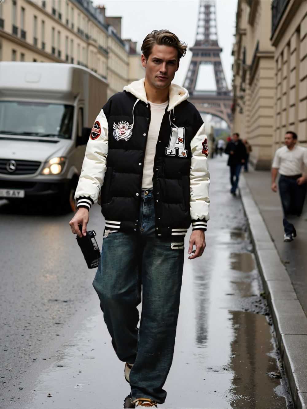 Men Jackets Mens layered Look Hooded baseball Jacket ONFYMS250806R7S8-RED-S 99 $ Coats Onetify Stew's Incense