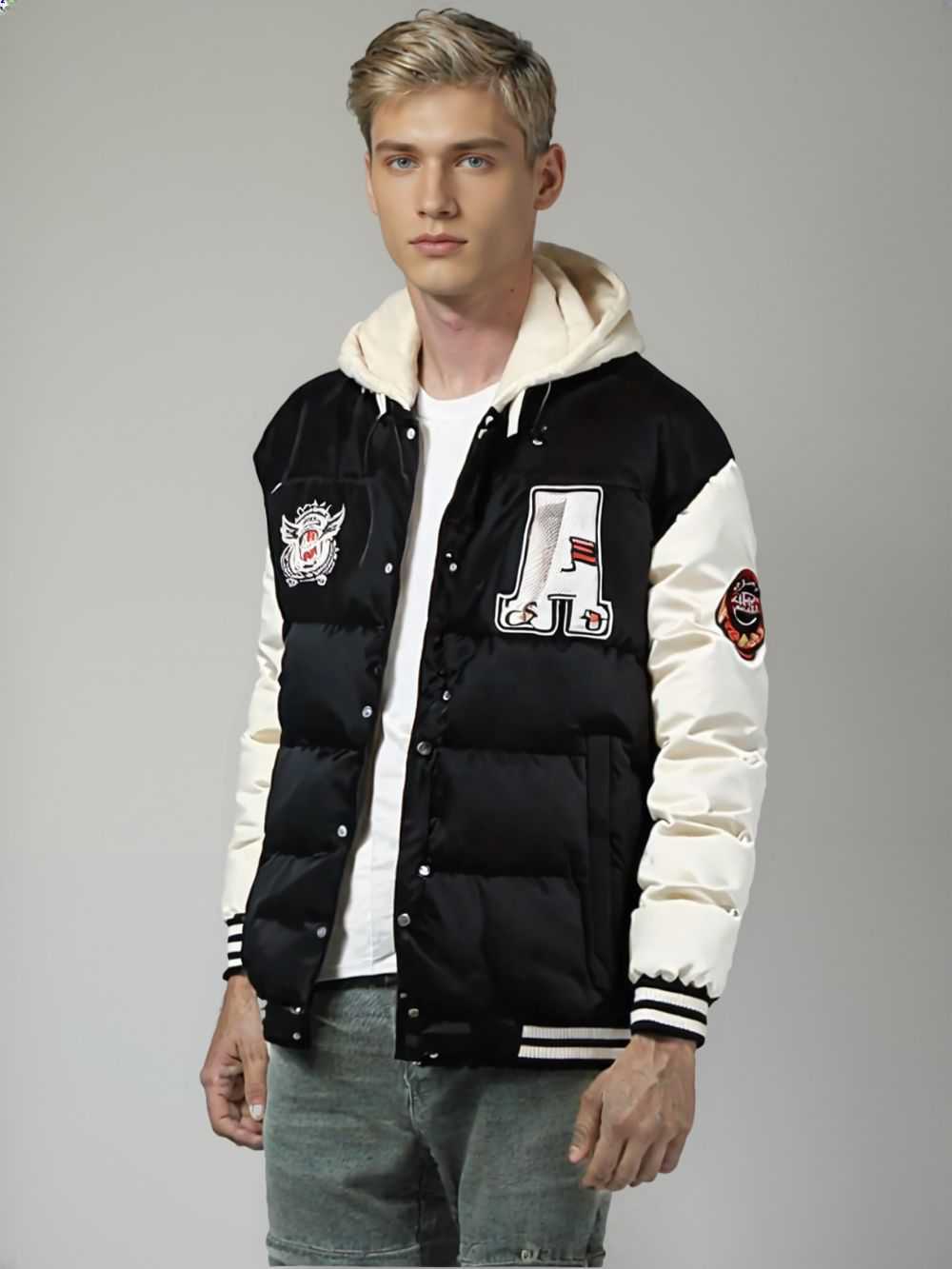 Men Jackets Mens layered Look Hooded baseball Jacket ONFYMS250806R7S8-RED-S 99 $ Coats Onetify Stew's Incense