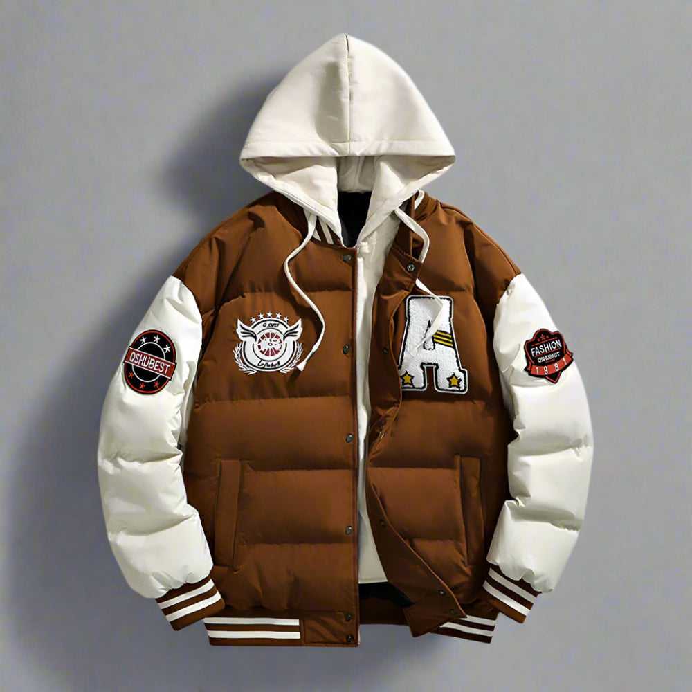 Men Jackets Mens layered Look Hooded baseball Jacket ONFYMS250806R7S8-RED-S 99 $ Coats Onetify Stew's Incense
