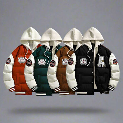 Men Jackets Mens layered Look Hooded baseball Jacket ONFYMS250806R7S8-RED-S 99 $ Coats Onetify Stew's Incense