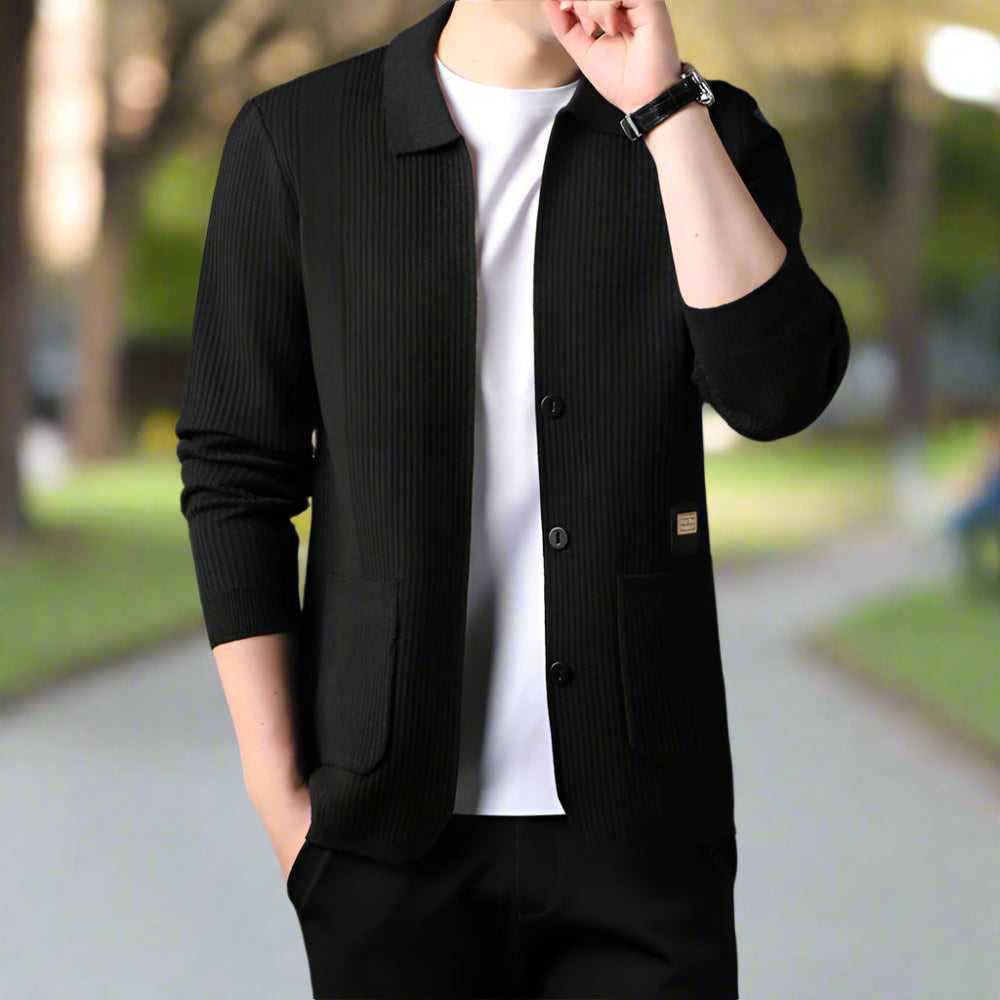 Mens Cardigan and Sweater Mens Lapel Collar Knit Cardigan With Pockets ONFYMS250808G3H2-BGE-XS 69 $ Coats Onetify Stew's Incense