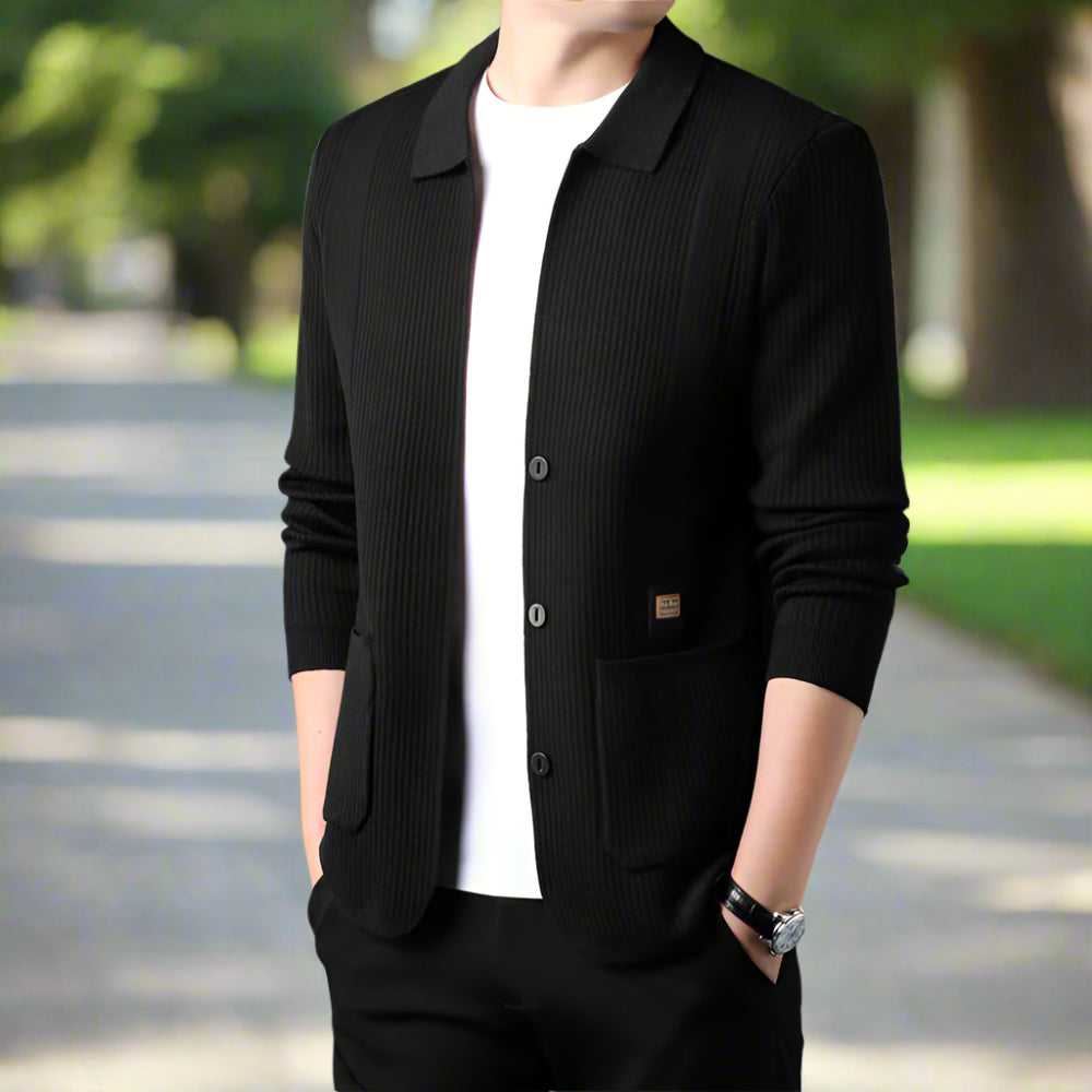 Mens Cardigan and Sweater Mens Lapel Collar Knit Cardigan With Pockets ONFYMS250808G3H2-BGE-XS 69 $ Coats Onetify Stew's Incense