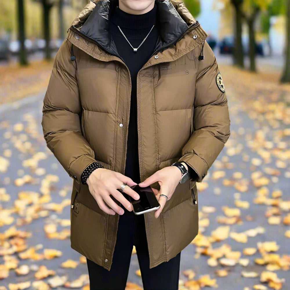 Men Coats Mens Hooded Zipper Puffy Jacket With Pockets ONFYMS250808L3M4-BRN-S 136 $ Onetify Stew's Incense