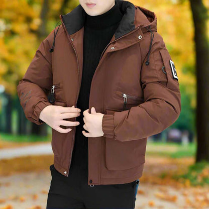 Men Jackets Mens High Collar Zipper Hooded Jacket ONFYMS250809A9B8-BRN-S 119 $ Shop All Onetify Stew's Incense