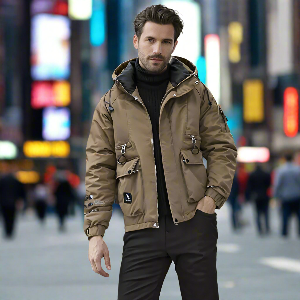 Men Jackets Mens High Collar Zipper Hooded Jacket ONFYMS250809A9B8-BRN-S 119 $ Shop All Onetify Stew's Incense