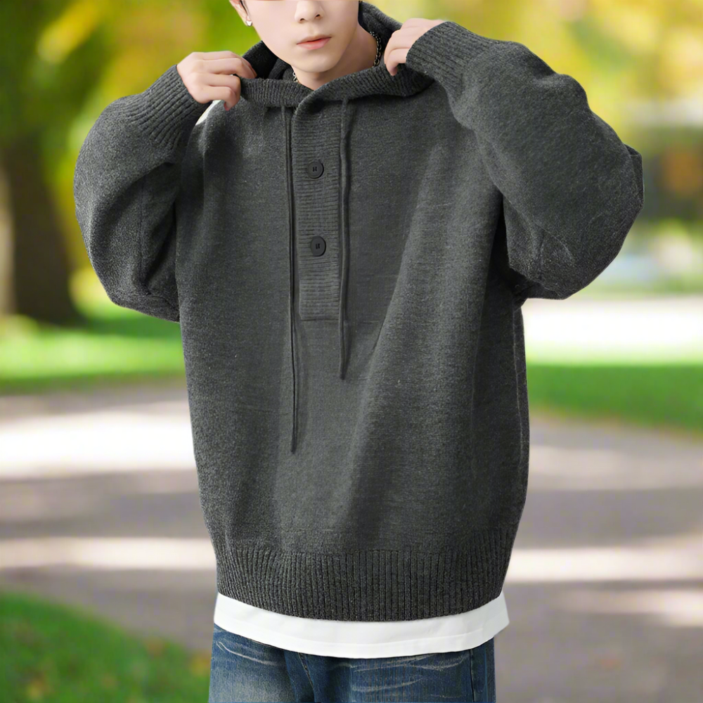 Men Sweaters and Cardigans Mens Hooded Pull Over Sweater ONFYMS250901J1K2-RED-M 79 $ Coats Onetify Stew's Incense
