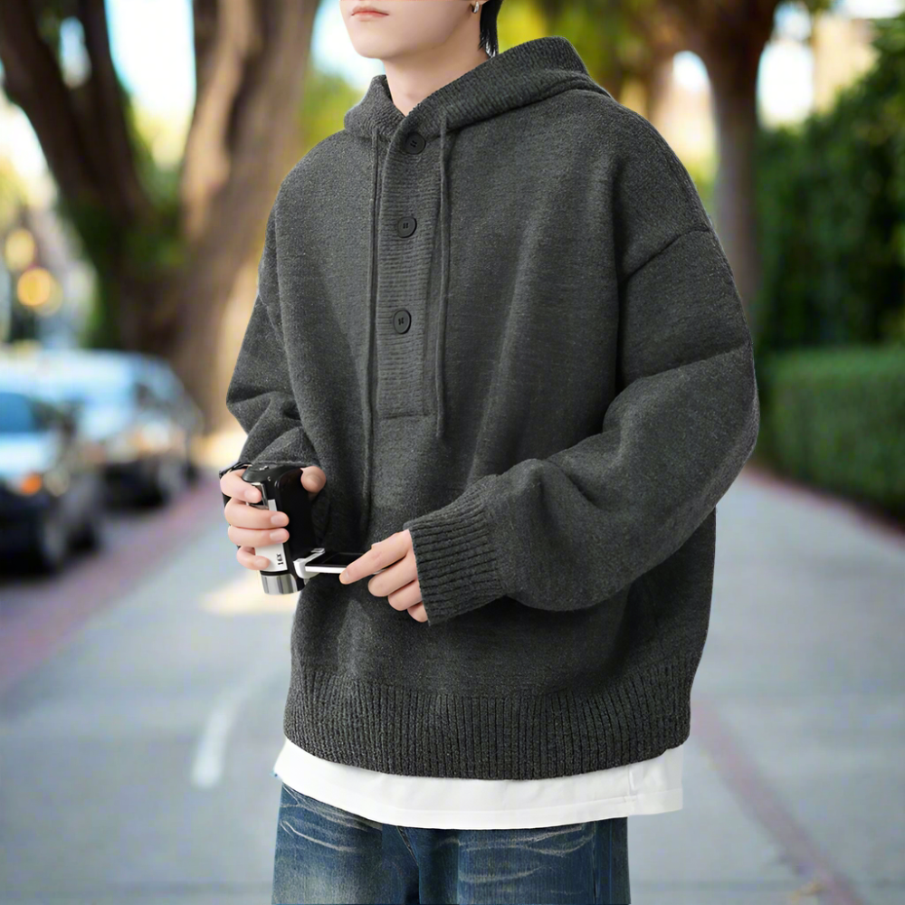 Men Sweaters and Cardigans Mens Hooded Pull Over Sweater ONFYMS250901J1K2-RED-M 79 $ Coats Onetify Stew's Incense