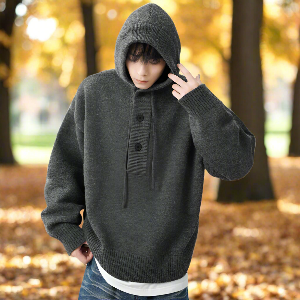 Men Sweaters and Cardigans Mens Hooded Pull Over Sweater ONFYMS250901J1K2-RED-M 79 $ Coats Onetify Stew's Incense
