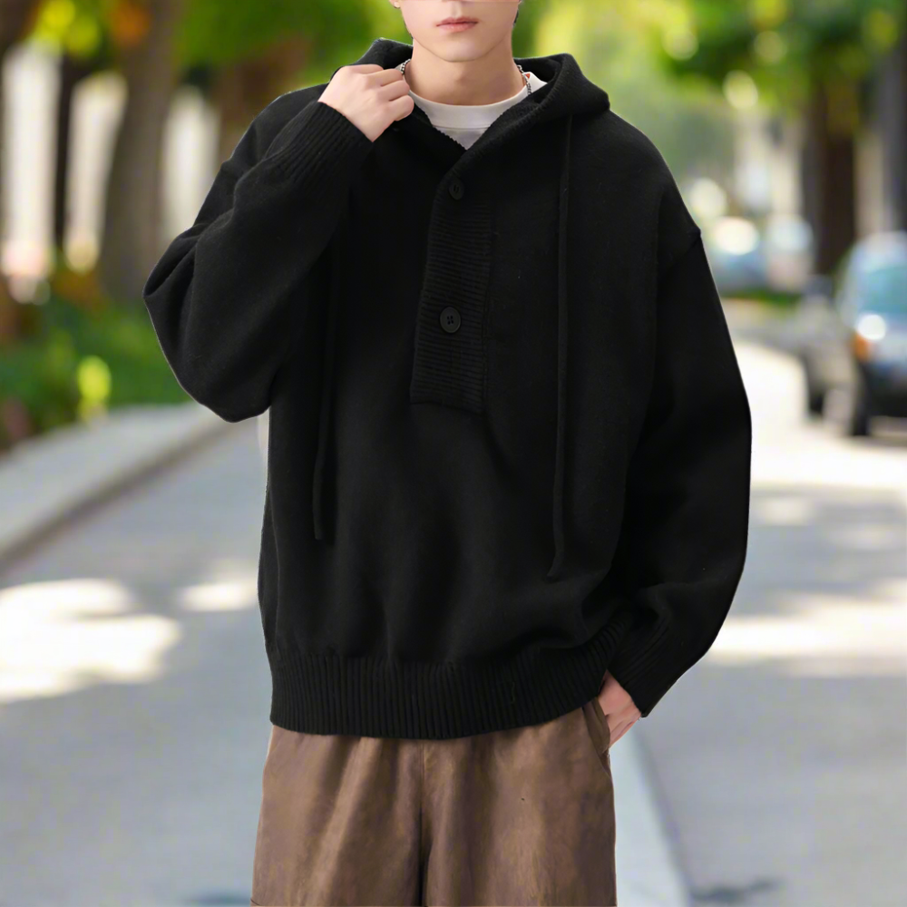 Men Sweaters and Cardigans Mens Hooded Pull Over Sweater ONFYMS250901J1K2-RED-M 79 $ Coats Onetify Stew's Incense