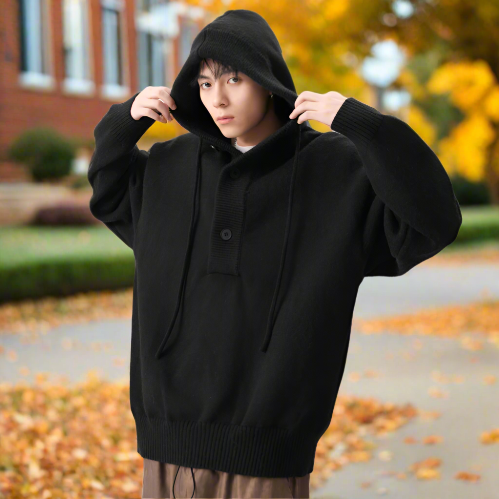 Men Sweaters and Cardigans Mens Hooded Pull Over Sweater ONFYMS250901J1K2-RED-M 79 $ Coats Onetify Stew's Incense