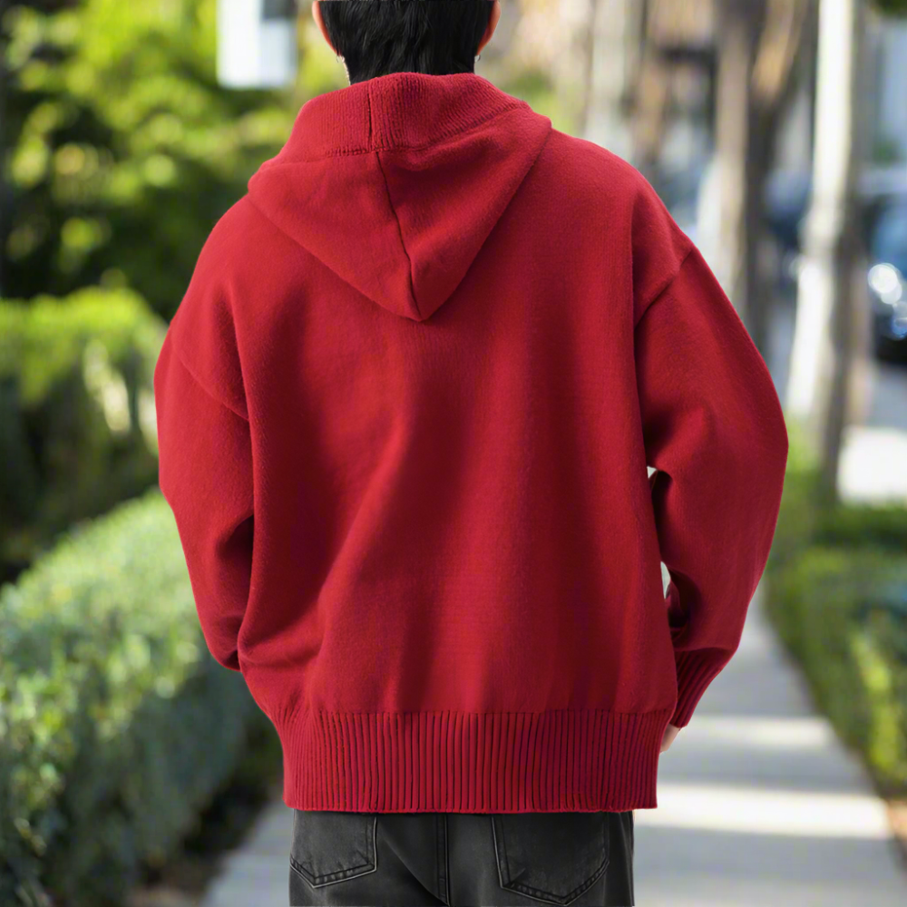Men Sweaters and Cardigans Mens Hooded Pull Over Sweater ONFYMS250901J1K2-RED-M 79 $ Coats Onetify Stew's Incense