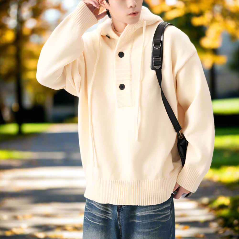 Men Sweaters and Cardigans Mens Hooded Pull Over Sweater ONFYMS250901J1K2-RED-M 79 $ Coats Onetify Stew's Incense