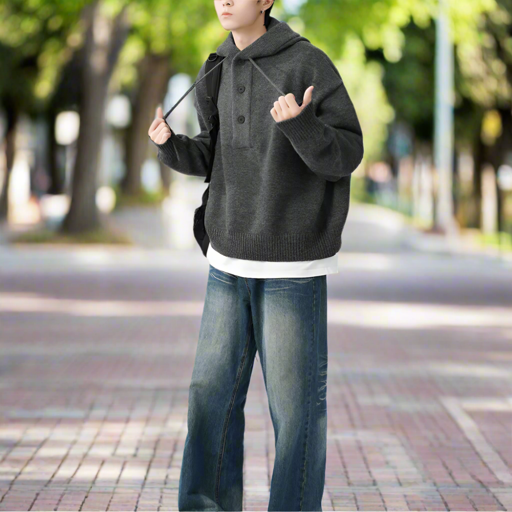 Men Sweaters and Cardigans Mens Hooded Pull Over Sweater ONFYMS250901J1K2-RED-M 79 $ Coats Onetify Stew's Incense