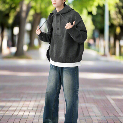 Men Sweaters and Cardigans Mens Hooded Pull Over Sweater ONFYMS250901J1K2-RED-M 79 $ Coats Onetify Stew's Incense