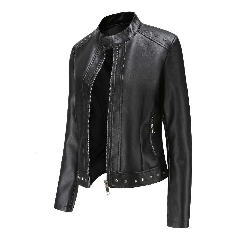 Women Jackets Women's Stand Collar Vegan Leather Jacket With Studs ONFYWC250903A9B8-GRN-XS 79 $ Shop All Onetify Stew's Incense