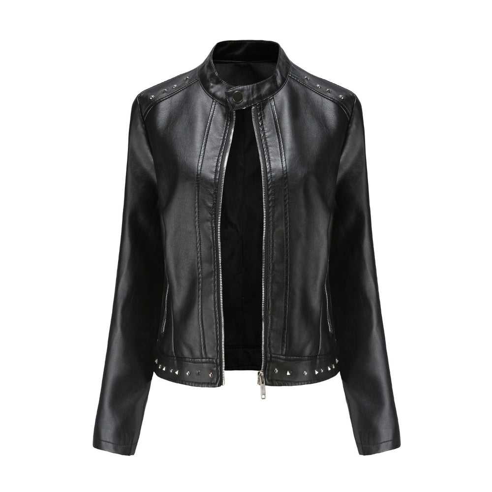 Women Jackets Women's Stand Collar Vegan Leather Jacket With Studs ONFYWC250903A9B8-GRN-XS 79 $ Shop All Onetify Stew's Incense