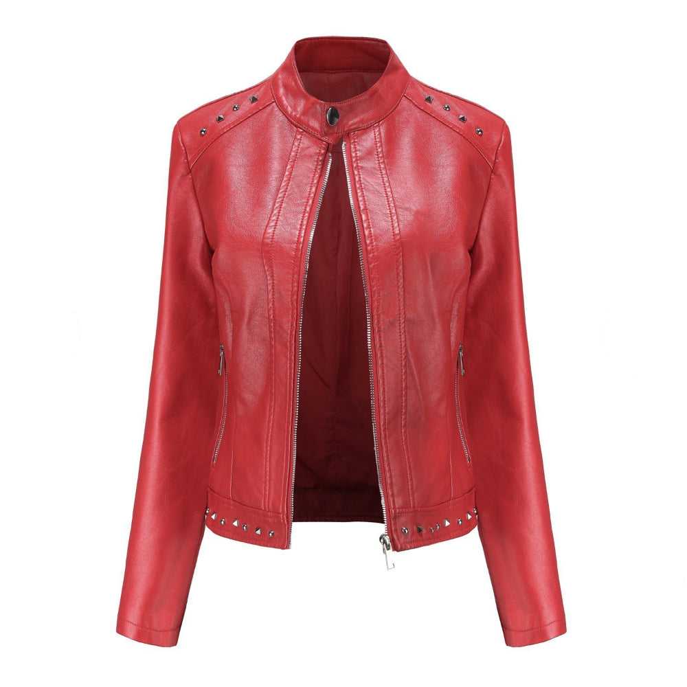 Women Jackets Women's Stand Collar Vegan Leather Jacket With Studs ONFYWC250903A9B8-GRN-XS 79 $ Shop All Onetify Stew's Incense
