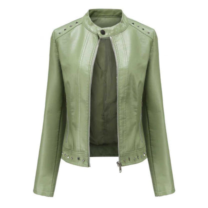 Women Jackets Women's Stand Collar Vegan Leather Jacket With Studs ONFYWC250903A9B8-GRN-XS 79 $ Shop All Onetify Stew's Incense