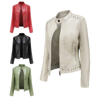 Women Jackets Women's Stand Collar Vegan Leather Jacket With Studs ONFYWC250903A9B8-GRN-XS 79 $ Shop All Onetify Stew's Incense