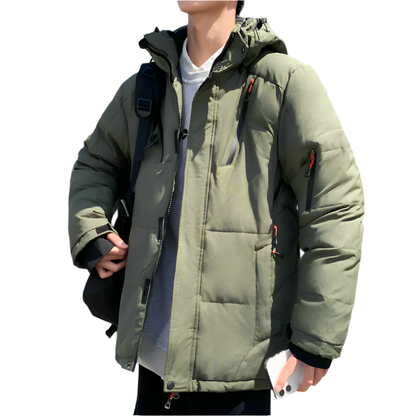 Men Jackets Mens High Collar Puffer Jacket With Removable Hood ONMC241021J9K1-GRN-S 136 $ Coats Onetify Stew's Incense