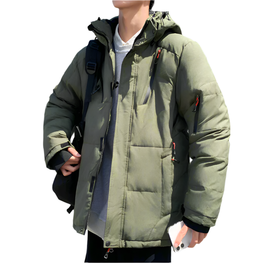Men Jackets Mens High Collar Puffer Jacket With Removable Hood ONMC241021J9K1-GRN-S 136 $ Coats Onetify Stew's Incense
