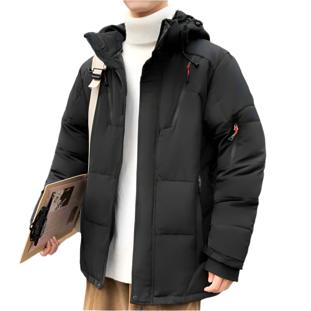Men Jackets Mens High Collar Puffer Jacket With Removable Hood ONMC241021J9K1-GRN-S 136 $ Coats Onetify Stew's Incense