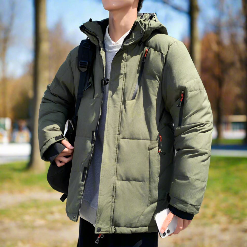 Men Jackets Mens High Collar Puffer Jacket With Removable Hood ONMC241021J9K1-GRN-S 136 $ Coats Onetify Stew's Incense