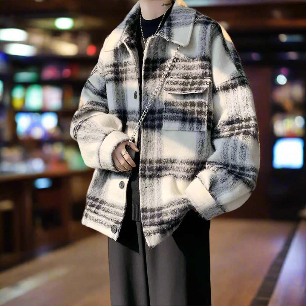Men Jackets Mens Plaid Shirt Jacket ONMC241022L2M3-BLU-S 99 $ Coats Onetify Stew's Incense