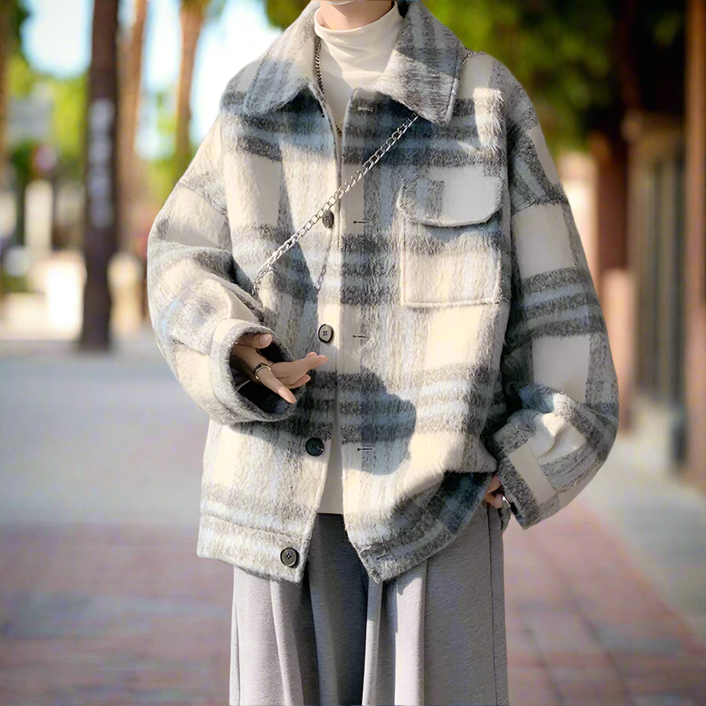 Men Jackets Mens Plaid Shirt Jacket ONMC241022L2M3-BLU-S 99 $ Coats Onetify Stew's Incense
