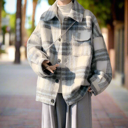 Men Jackets Mens Plaid Shirt Jacket ONMC241022L2M3-BLU-S 99 $ Coats Onetify Stew's Incense