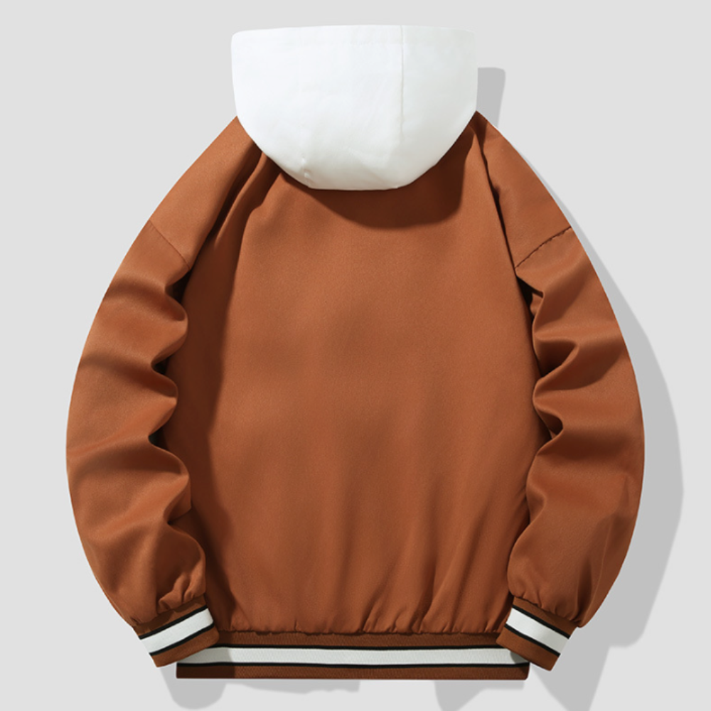 Men Jackets Mens Layered Look Baseball Jacket With Hood ONMC241022N4O5-BLK-S 89 $ Coats Onetify Stew's Incense