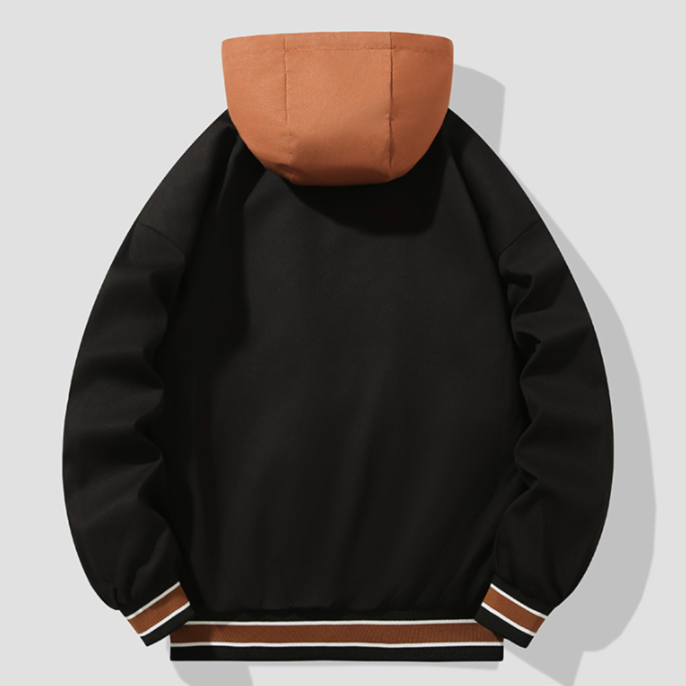 Men Jackets Mens Layered Look Baseball Jacket With Hood ONMC241022N4O5-BLK-S 89 $ Coats Onetify Stew's Incense