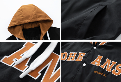 Men Jackets Mens Layered Look Baseball Jacket With Hood ONMC241022N4O5-BLK-S 89 $ Coats Onetify Stew's Incense