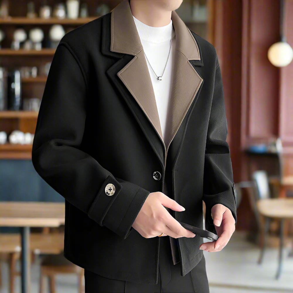 Men Jackets Mens Two Tone Layered Look Jacket ONMC241029R8S9-BLK-M 119 $ Onetify Stew's Incense