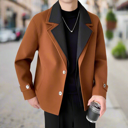 Men Jackets Mens Two Tone Layered Look Jacket ONMC241029R8S9-BLK-M 119 $ Onetify Stew's Incense