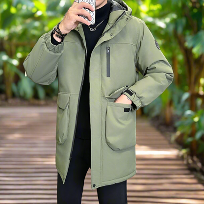 Men Jackets Mens Mid Length Windproof Hooded Jacket ONMC241029V3W4-GRN-S 156 $ Coats Onetify Stew's Incense