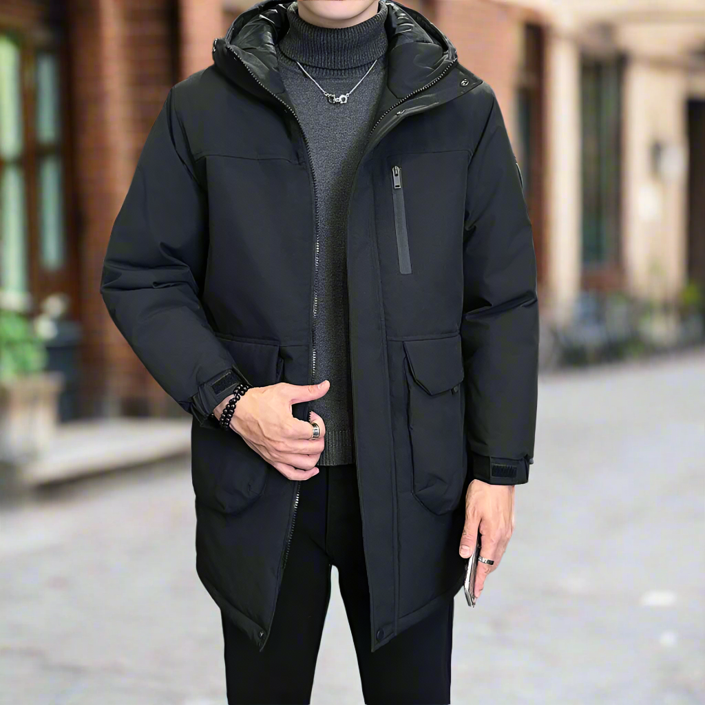 Men Jackets Mens Mid Length Windproof Hooded Jacket ONMC241029V3W4-GRN-S 156 $ Coats Onetify Stew's Incense