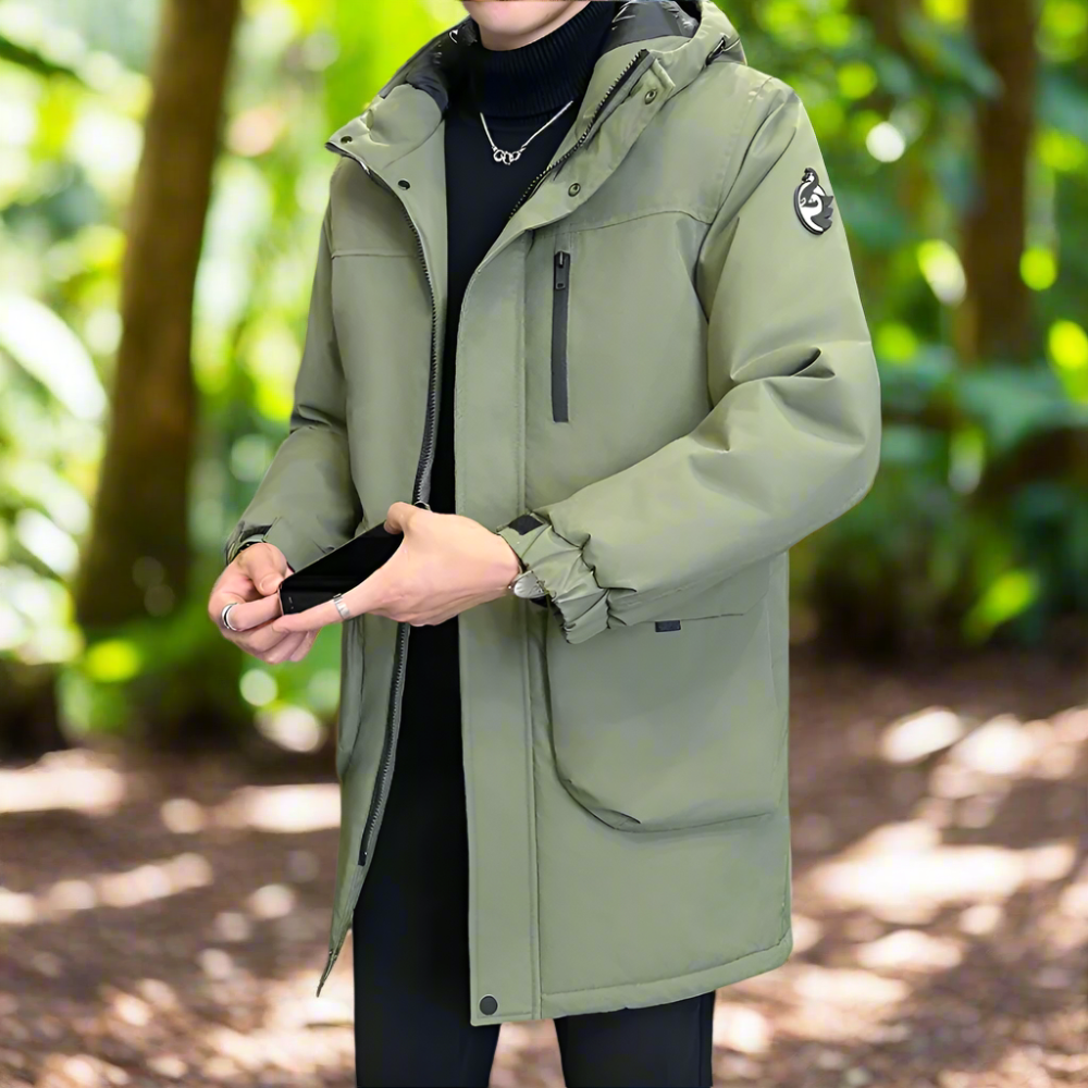 Men Jackets Mens Mid Length Windproof Hooded Jacket ONMC241029V3W4-GRN-S 156 $ Coats Onetify Stew's Incense