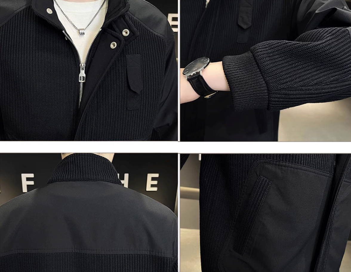 Men Jackets Mens Knitted Patchwork Jacket ONMC241029Z7A1-BLK-S 99 $ Shop All Onetify Stew's Incense