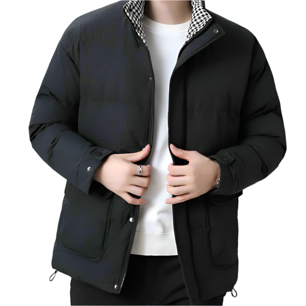 Men Jackets Mens Houndstooth Kining Puffer Jacket ONMC241030B2C3-KHK-M 136 $ Coats Onetify Stew's Incense