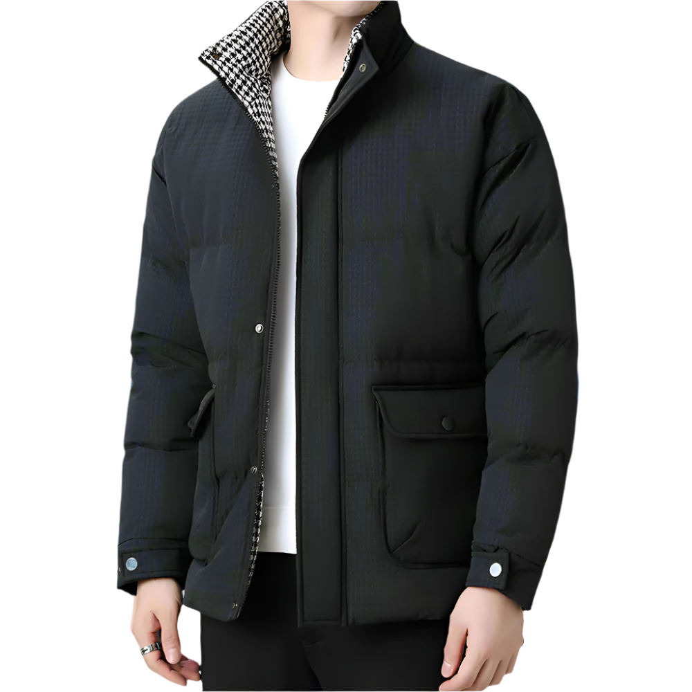 Men Jackets Mens Houndstooth Kining Puffer Jacket ONMC241030B2C3-KHK-M 136 $ Coats Onetify Stew's Incense