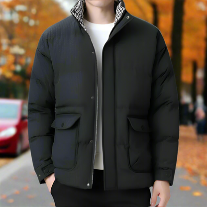 Men Jackets Mens Houndstooth Kining Puffer Jacket ONMC241030B2C3-KHK-M 136 $ Coats Onetify Stew's Incense